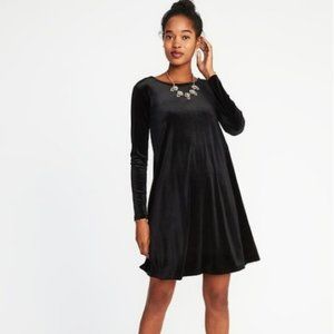 Old Navy Black L/S Velvet Swing Dress